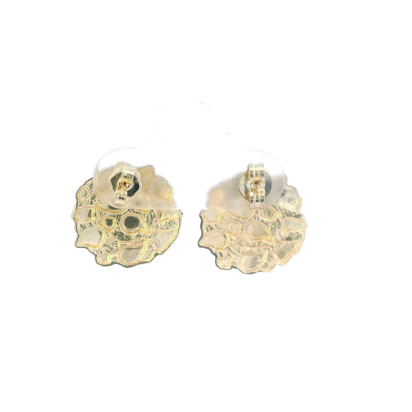 10K Yellow Gold Round Nugget Stud Earrings