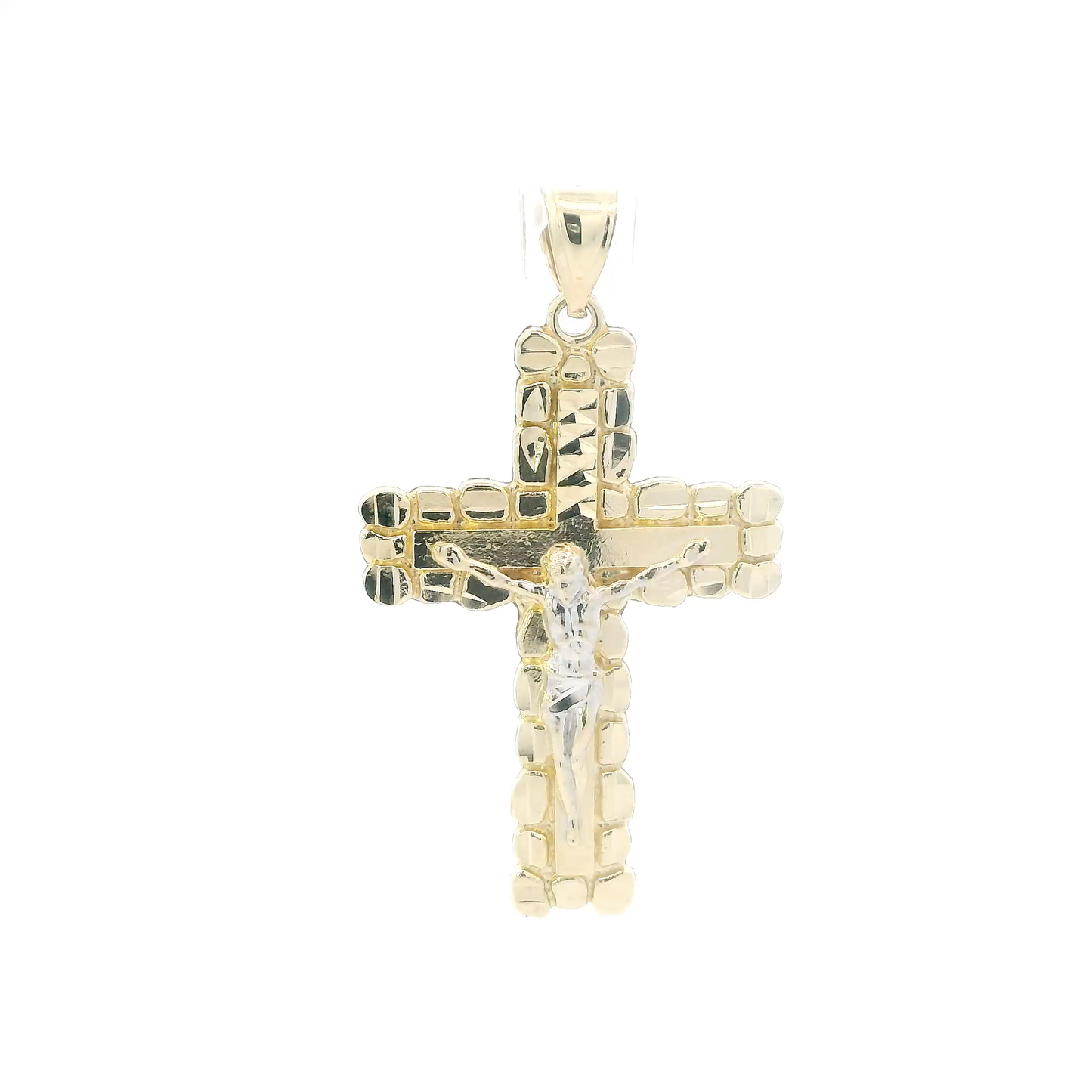 10K Yellow Gold Nugget Crucifix Pendant