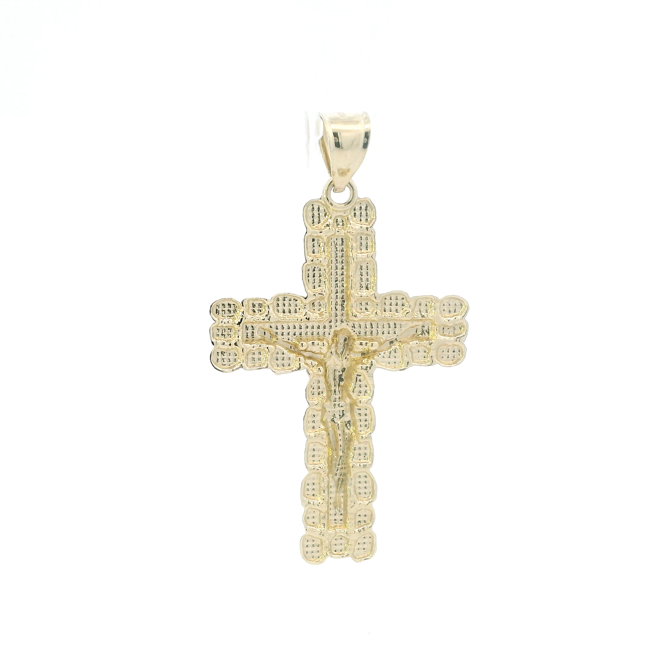 10K Yellow Gold Nugget Crucifix Pendant