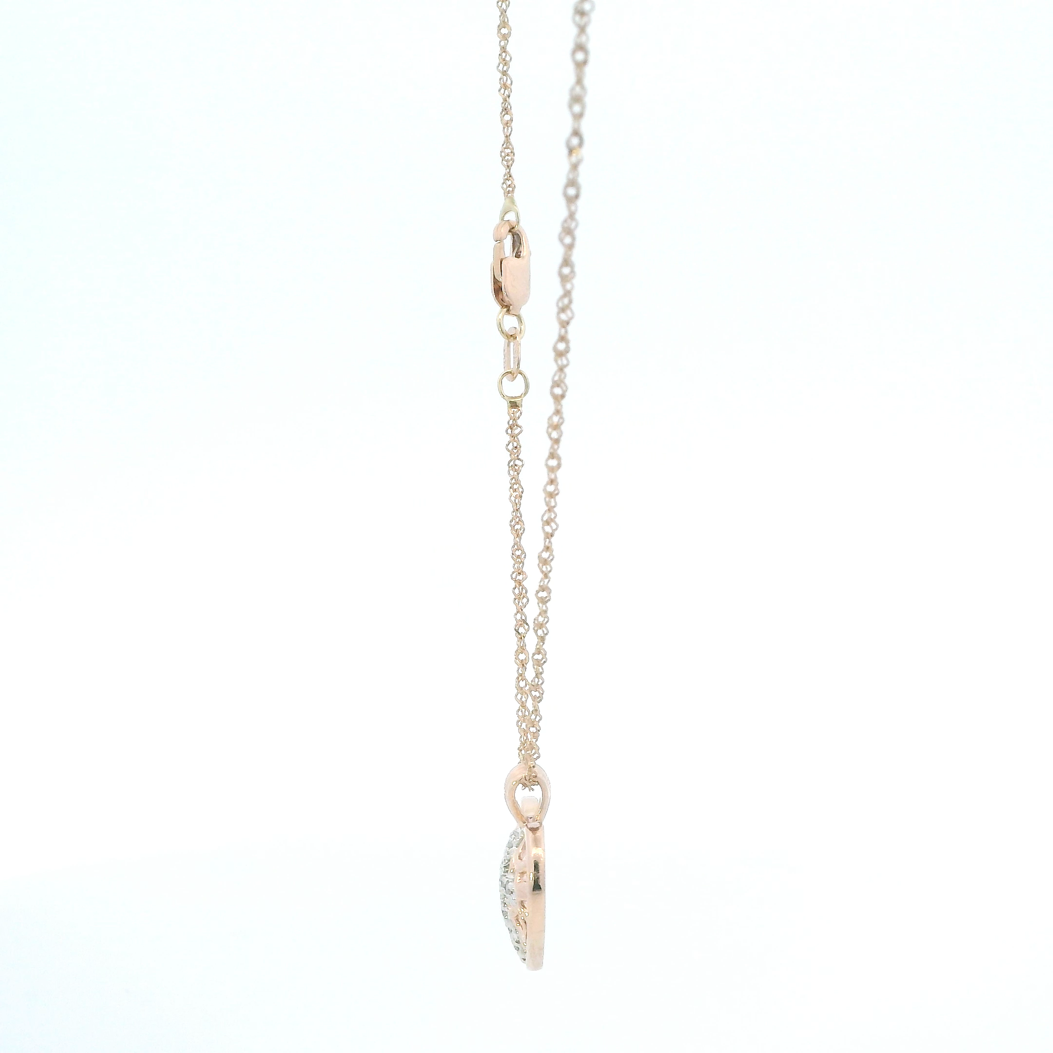 10K/14K Rose Gold Filigree Heart Pendant & 18