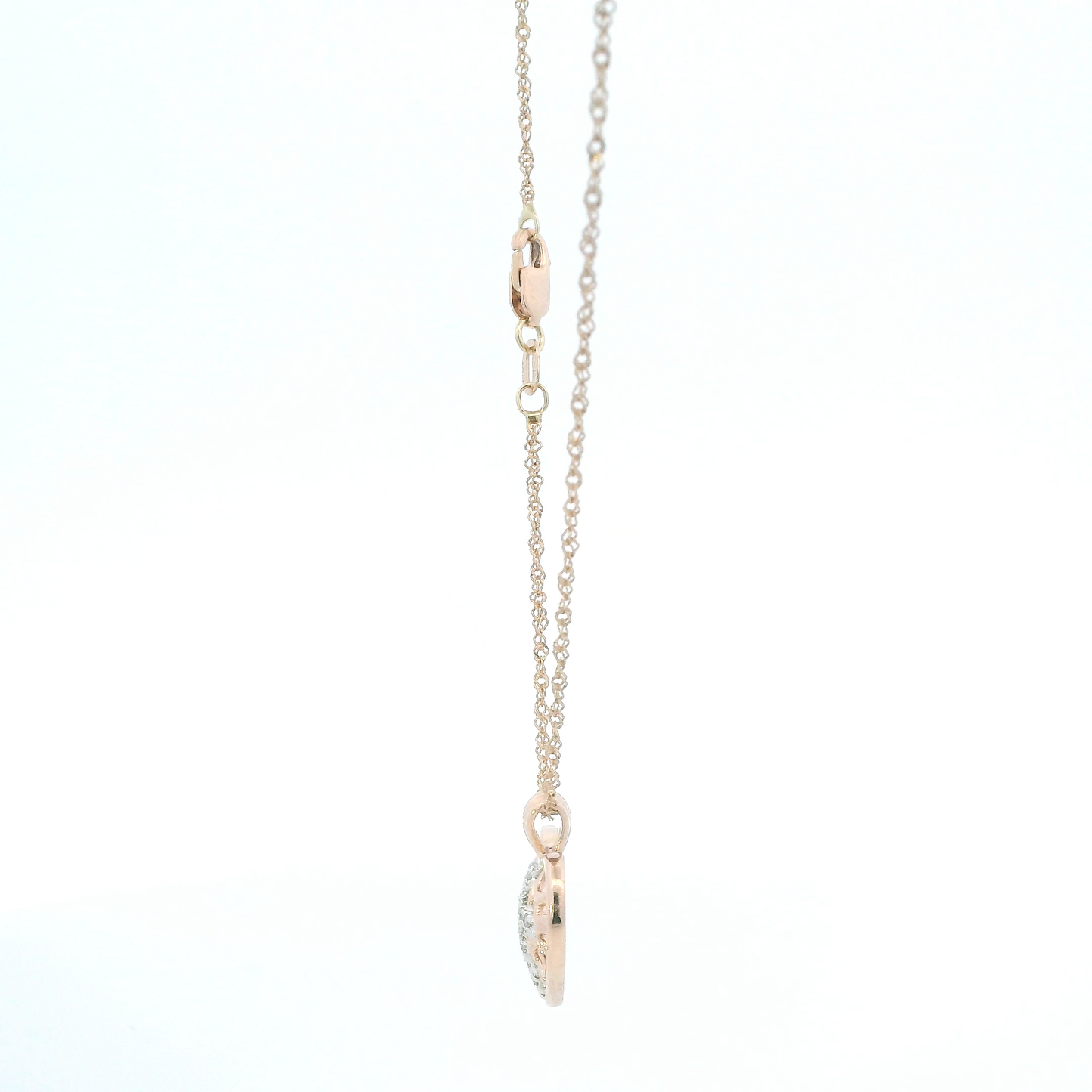 10K/14K Rose Gold Filigree Heart Pendant & 18" Singapore Chain