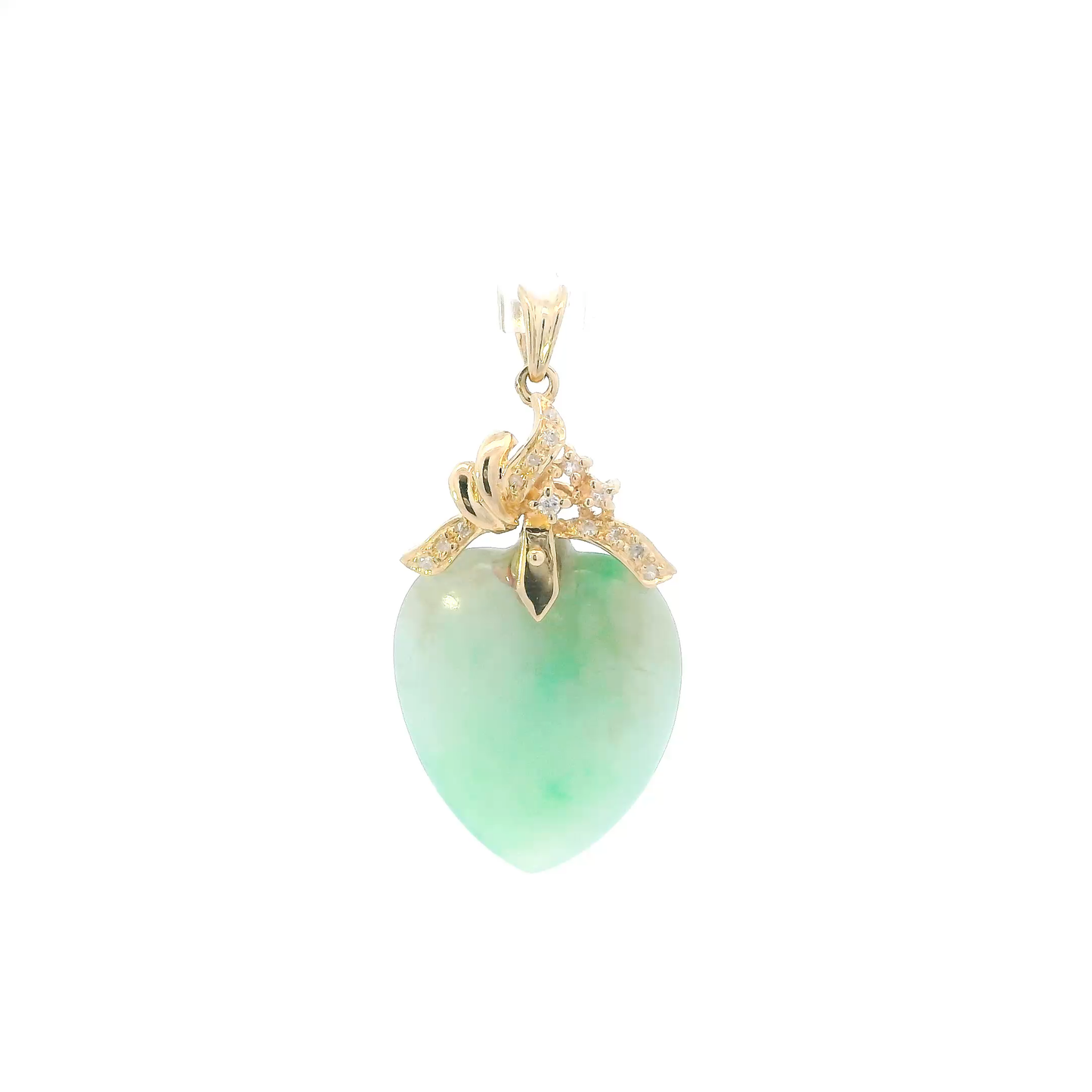 18k Yellow Gold Jade Heart Pendant