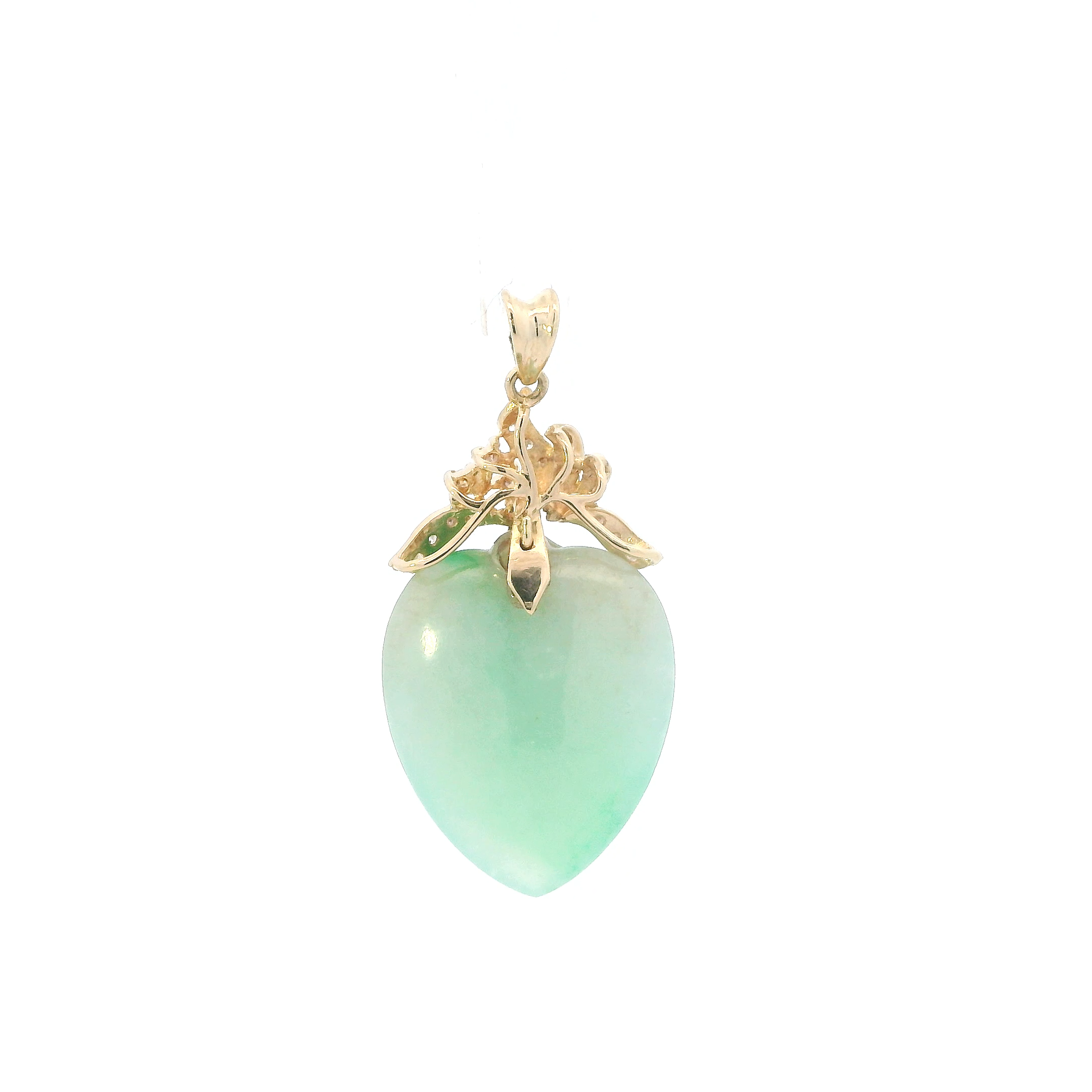 18k Yellow Gold Jade Heart Pendant
