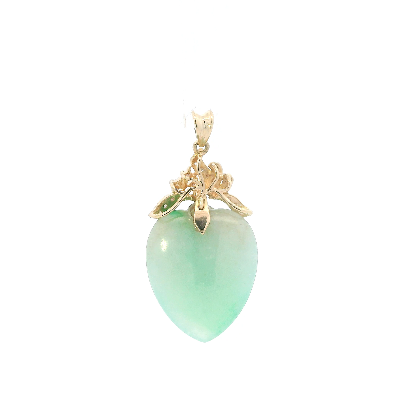 18k Yellow Gold Jade Heart Pendant