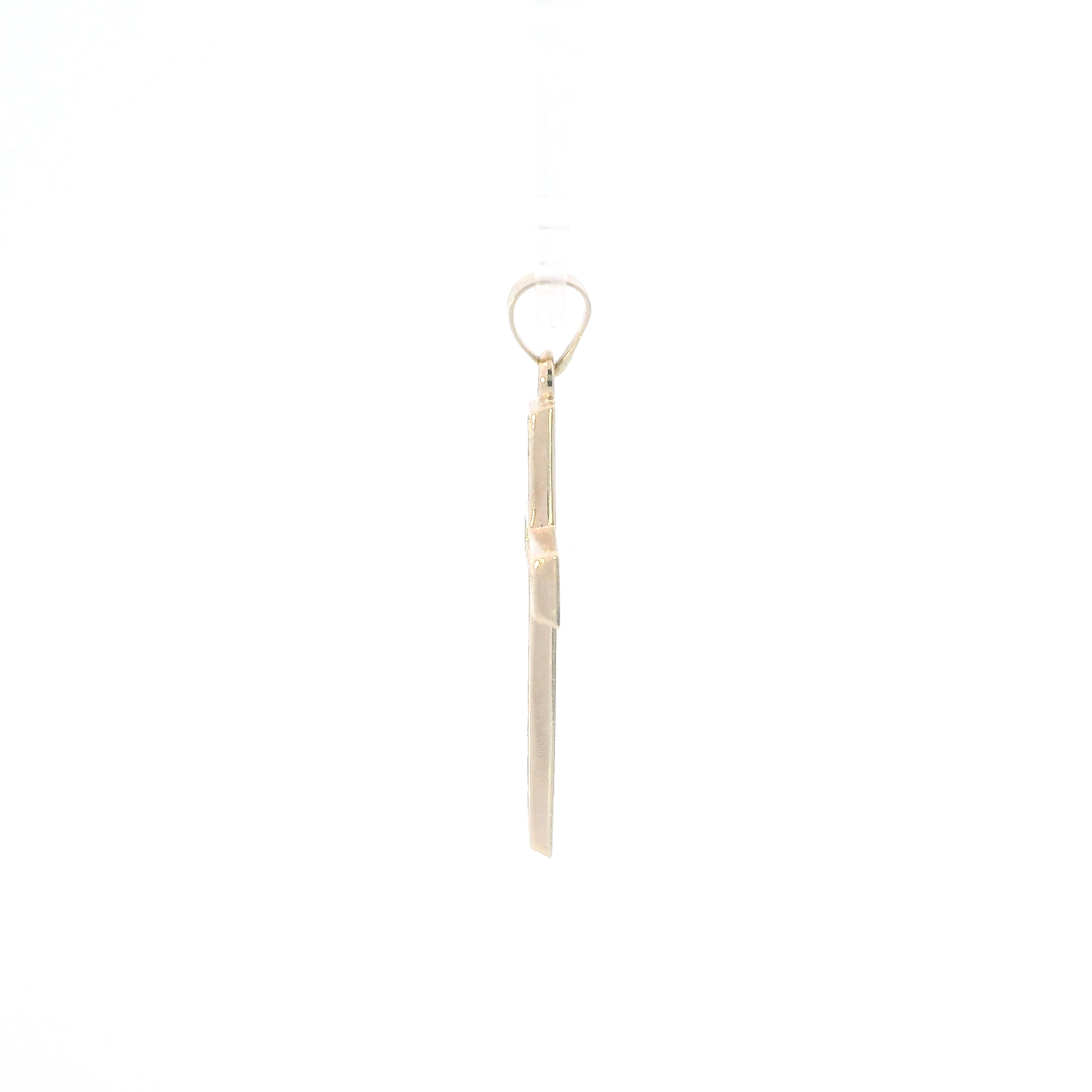 14K Yellow Gold Diamond Cut Design Cross Pendant