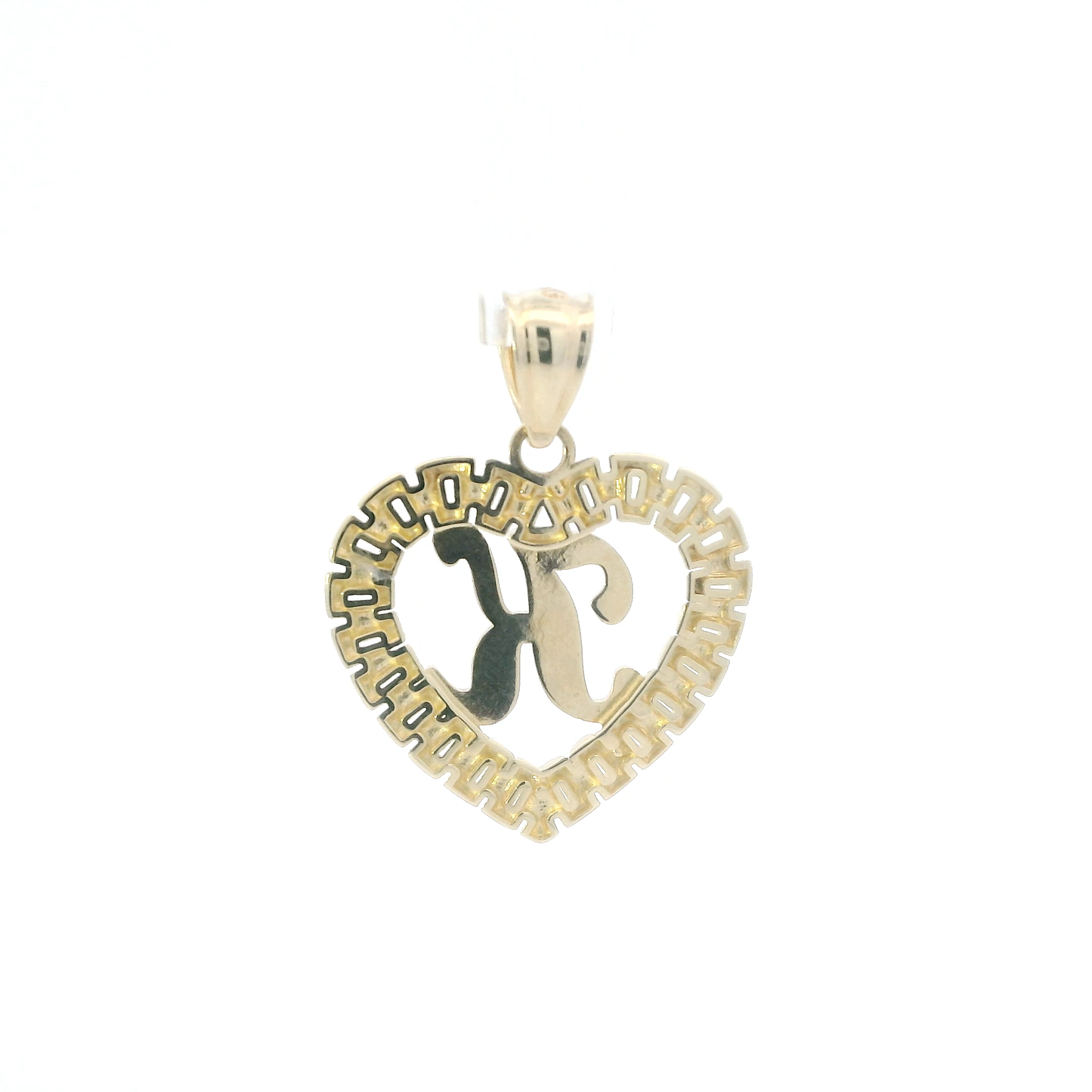 10K Yellow Gold Letter "K" Rolex Heart Pendant