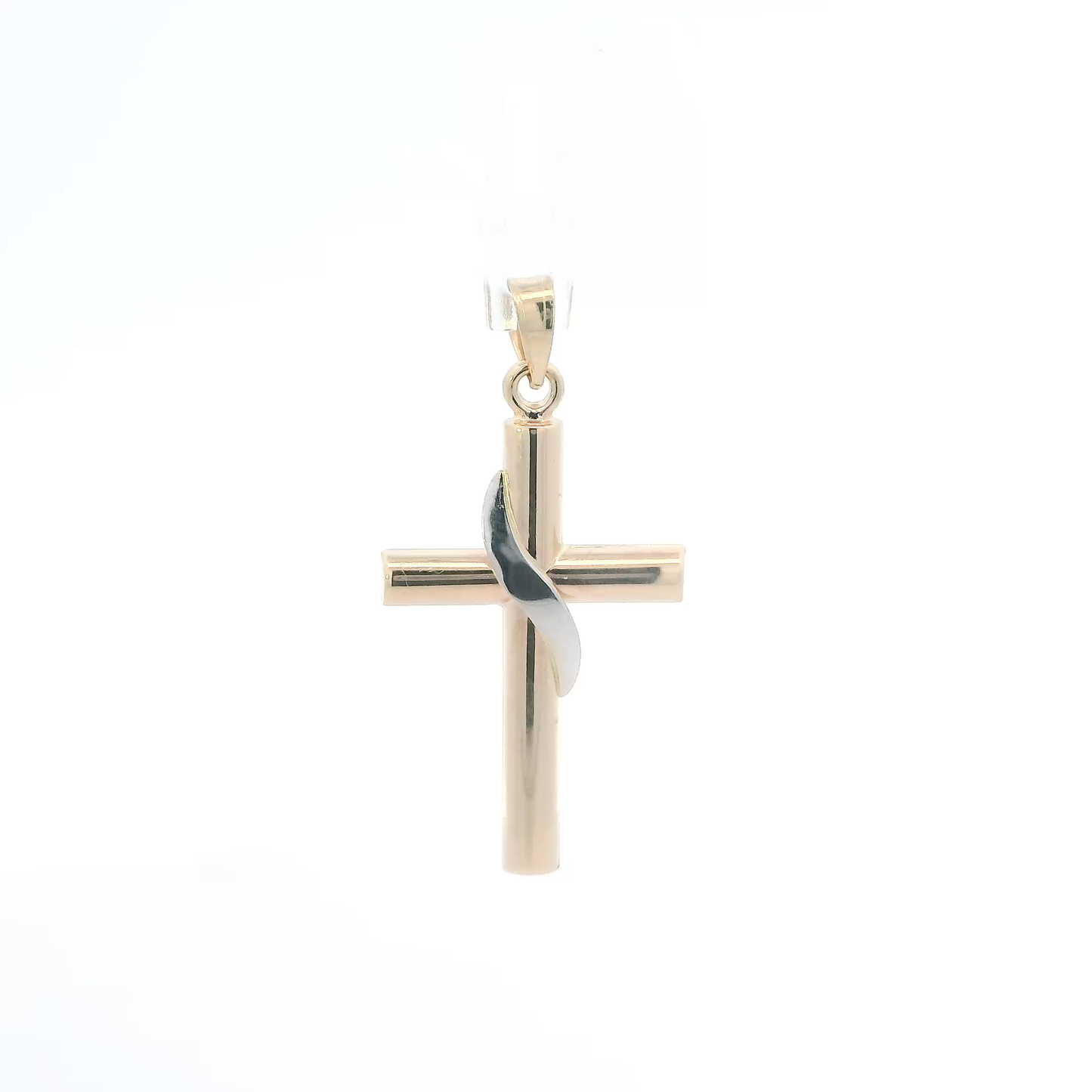 14K Yellow & White Gold Draped Cross Pendant