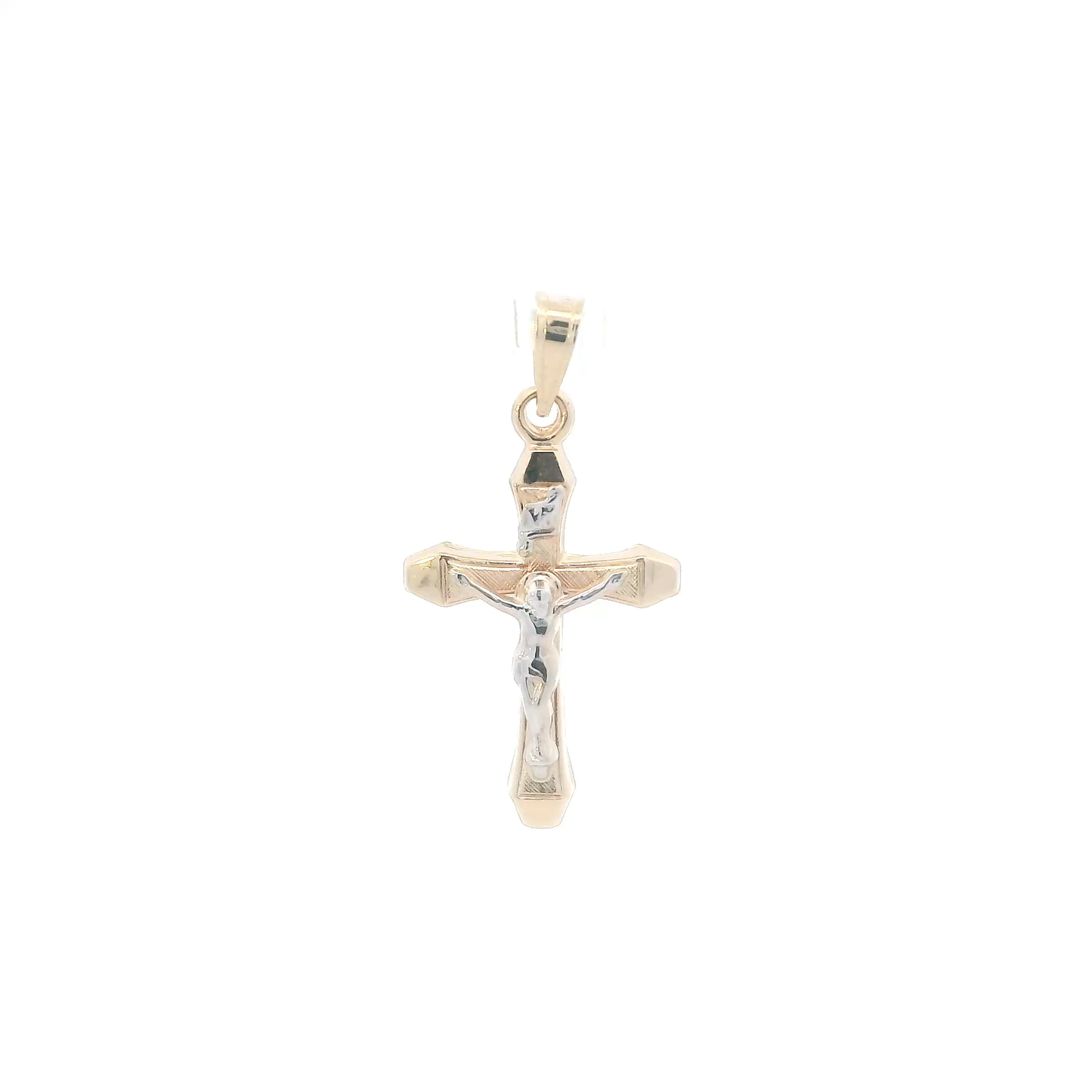 14K Yellow & White Gold Crucifix Pendant