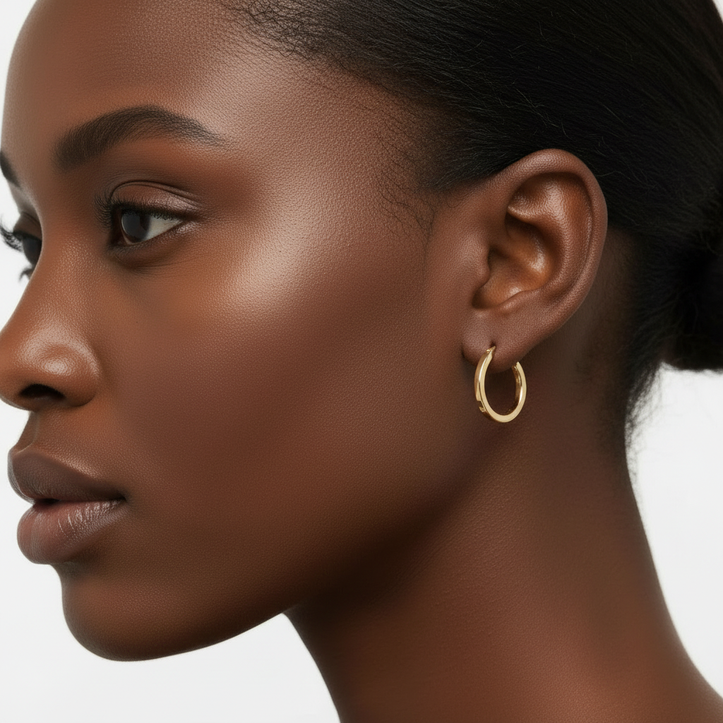 14K Yellow Gold Tube Hoop Earrings
