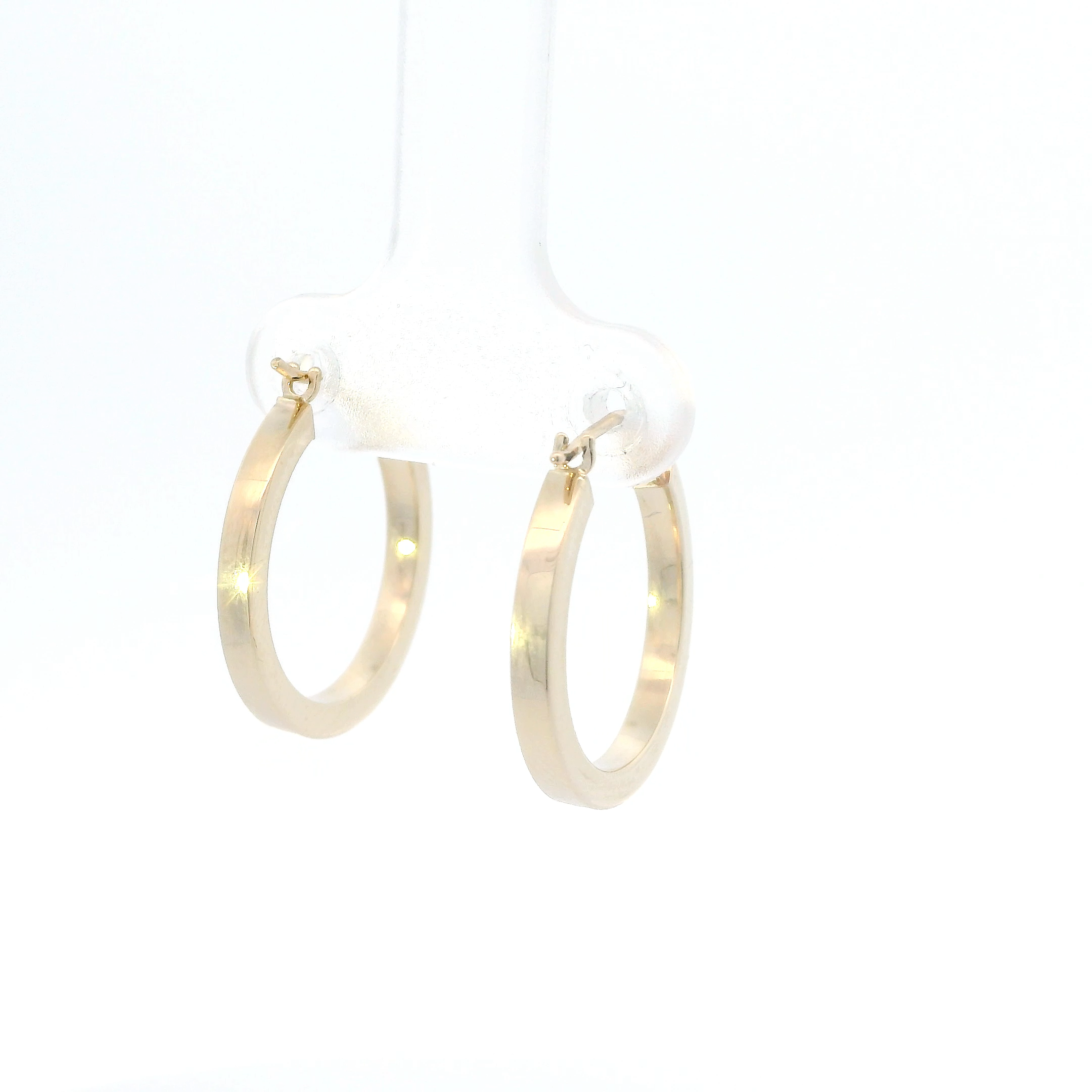14K Yellow Gold Tube Hoop Earrings