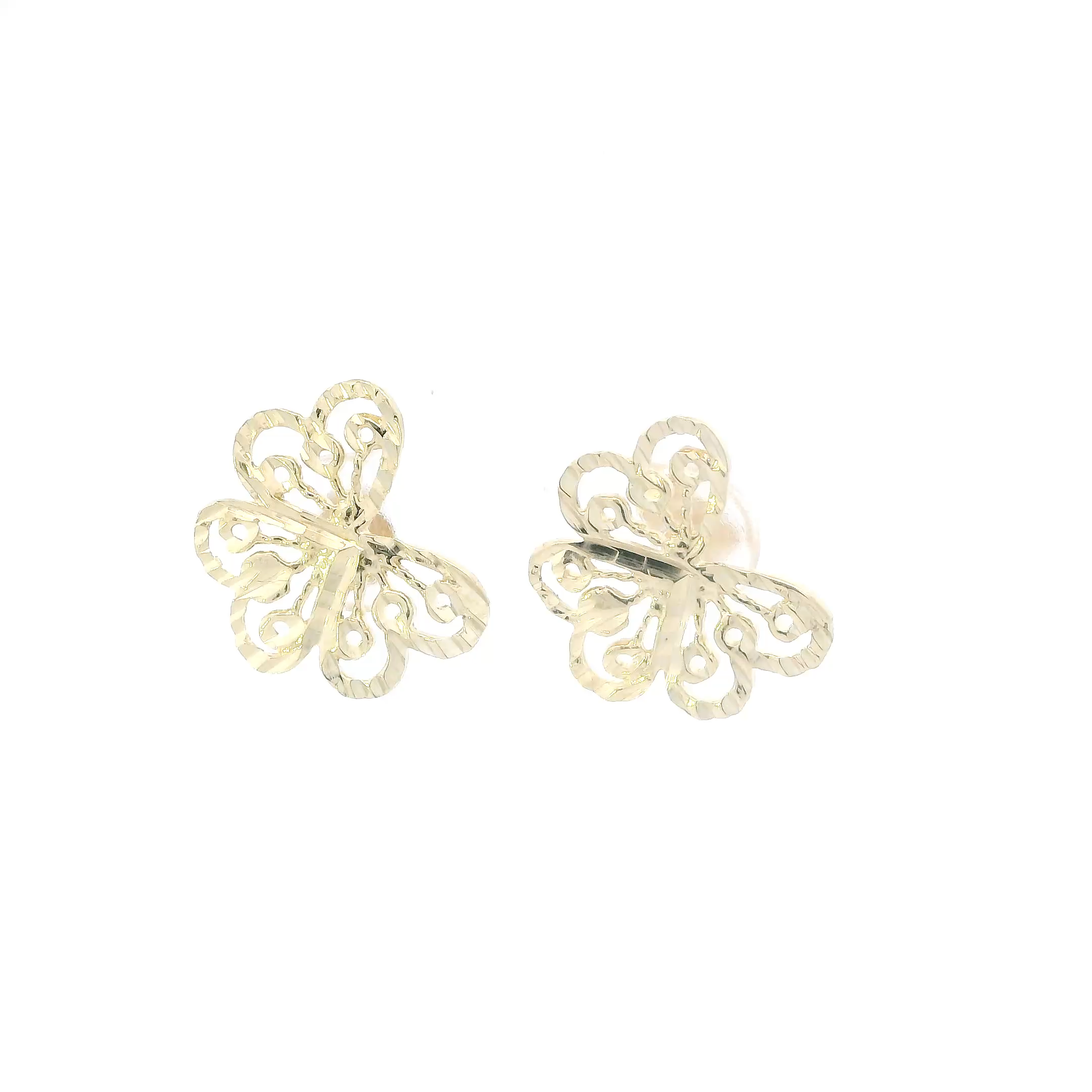 14K Yellow Gold Filigree Butterfly Earrings