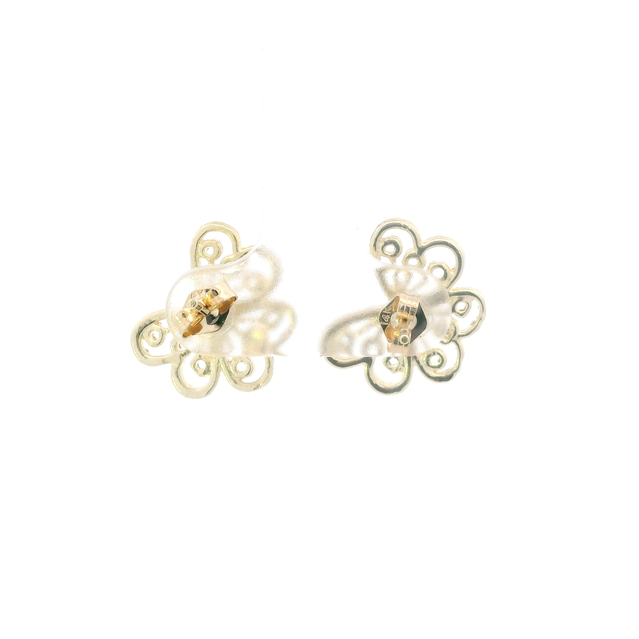 14K Yellow Gold Filigree Butterfly Earrings