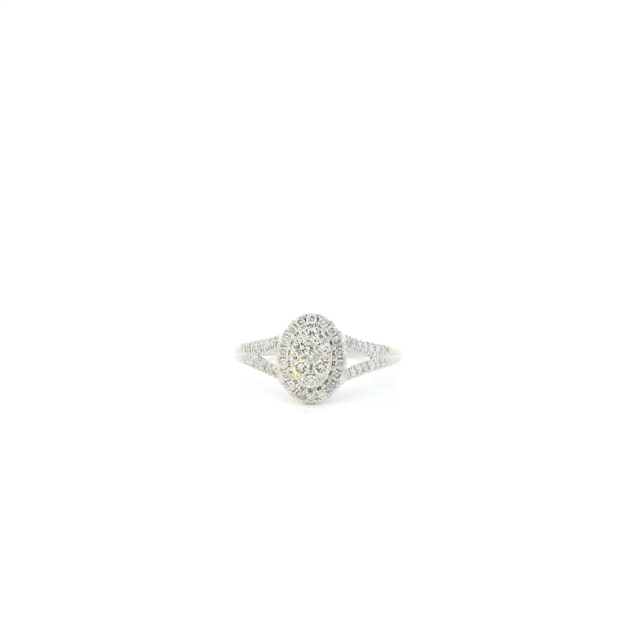 14K White Gold Diamonds Halo Womens Ring - 0.41ct