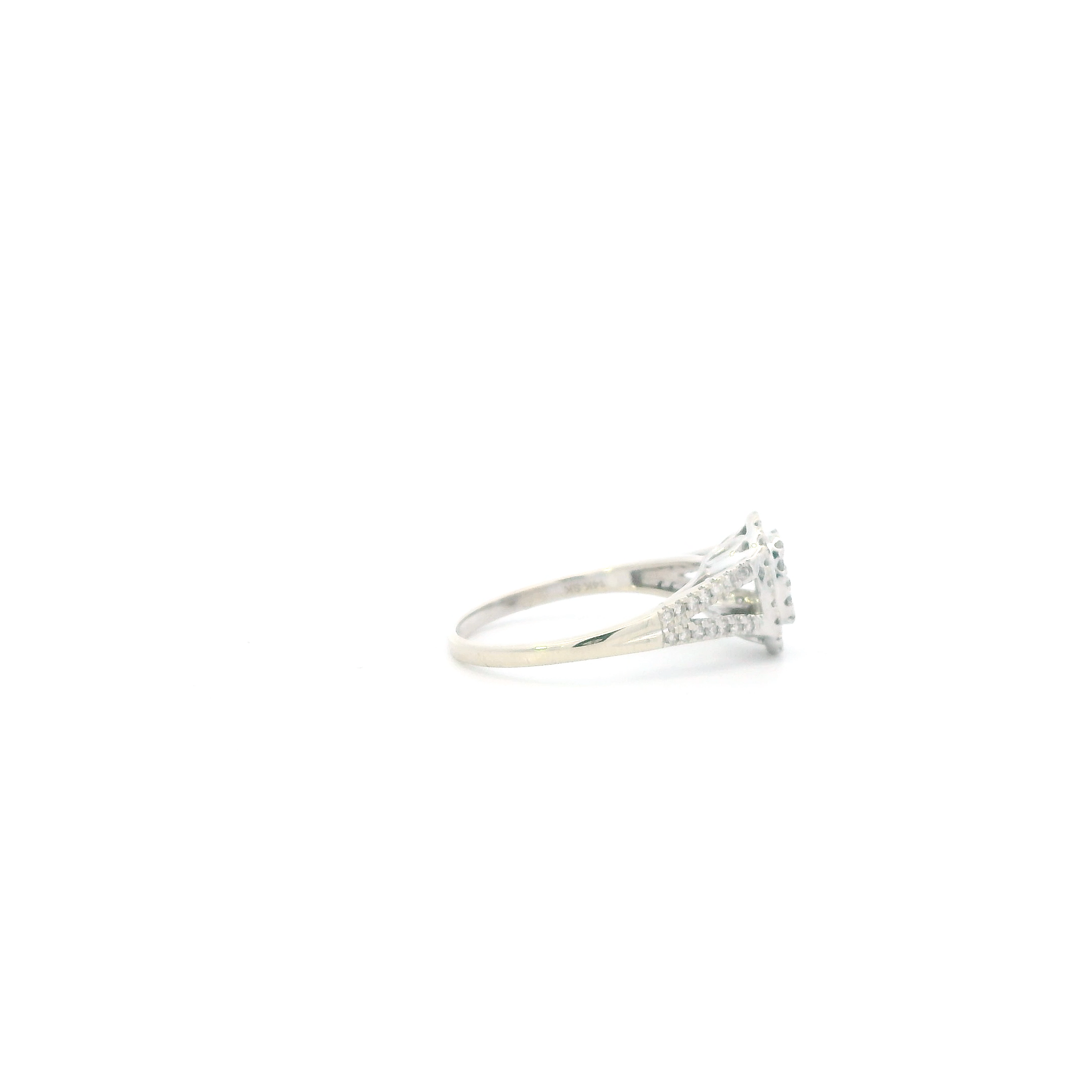 14K White Gold Diamonds Halo Womens Ring - 0.41ct