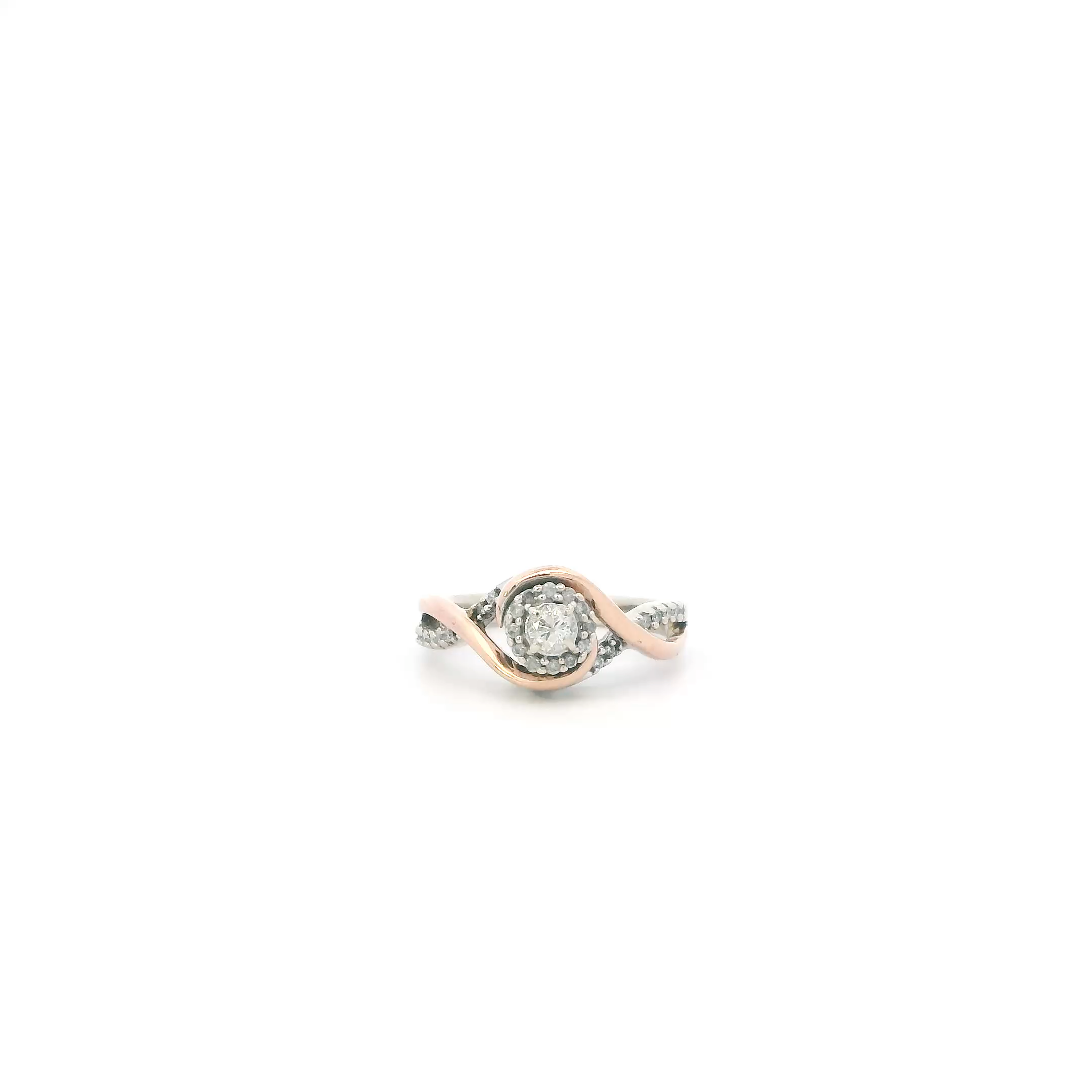 10K White & Rose Gold Diamonds Womens Ring - 0.22ct
