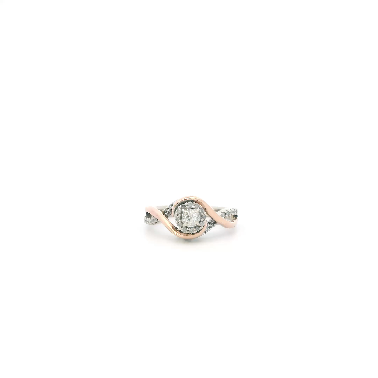 10K White & Rose Gold Diamonds Womens Ring - 0.22ct