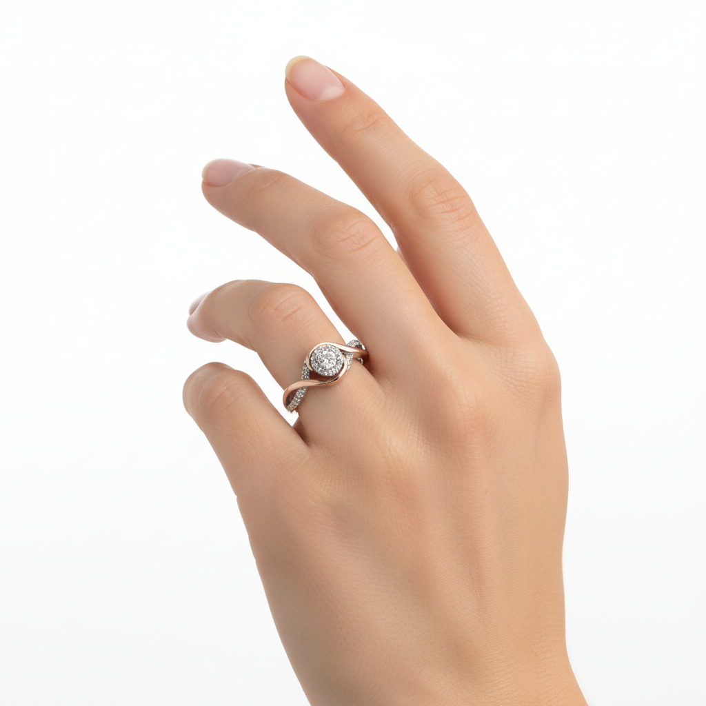 10K White & Rose Gold Diamonds Womens Ring - 0.22ct