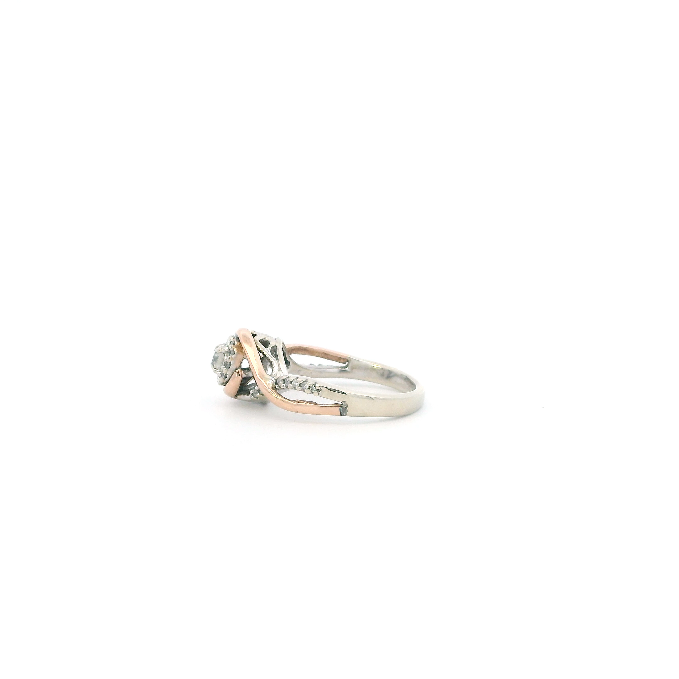 10K White & Rose Gold Diamonds Womens Ring - 0.22ct