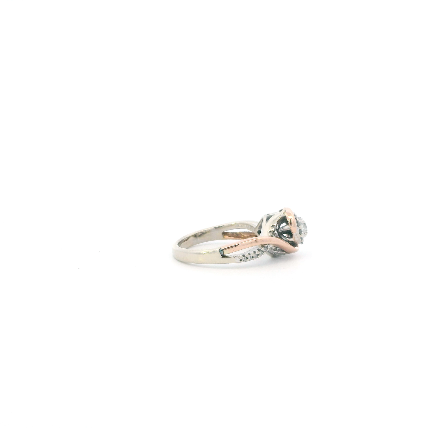 10K White & Rose Gold Diamonds Womens Ring - 0.22ct