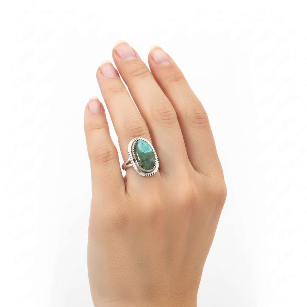 Sterling Silver Oval Turquoise Womens Ring