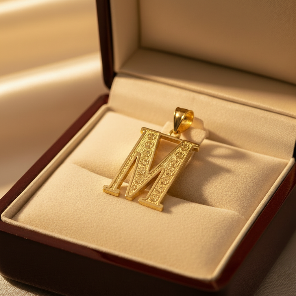 10K Yellow Gold Letter "M" pendant