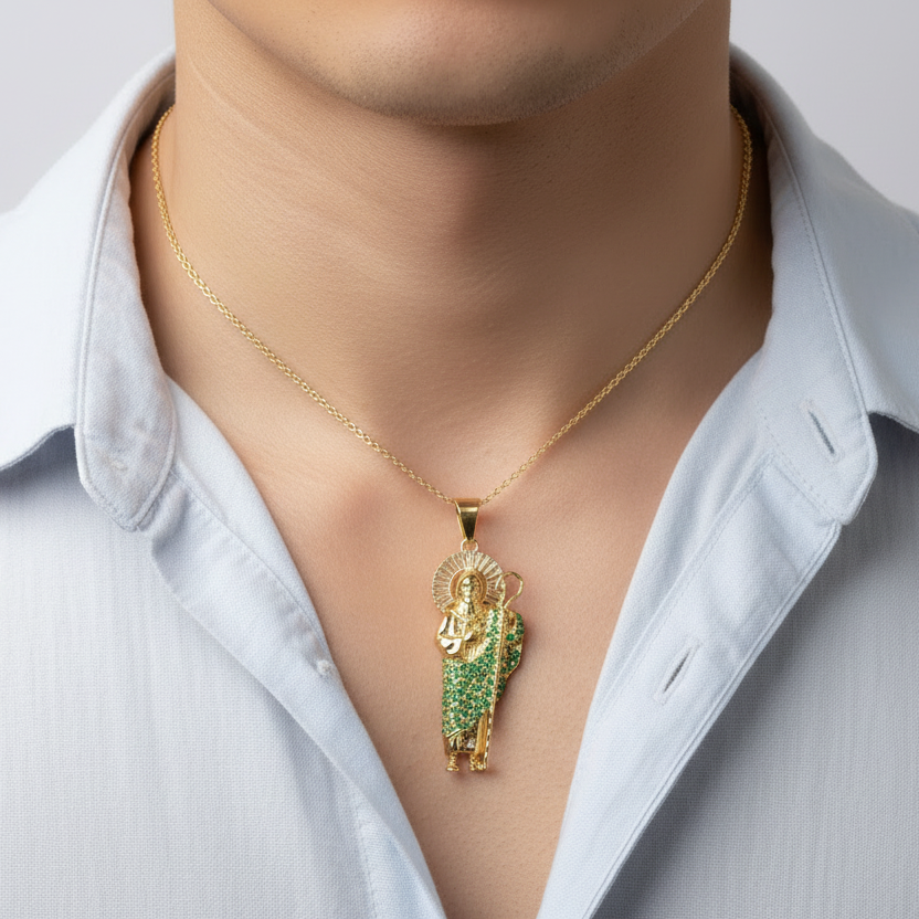 10K Yellow Gold Standing Religious Figure Pendant