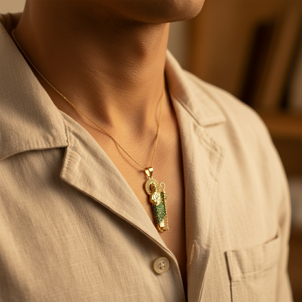 10K Yellow Gold Standing Religious Figure Pendant