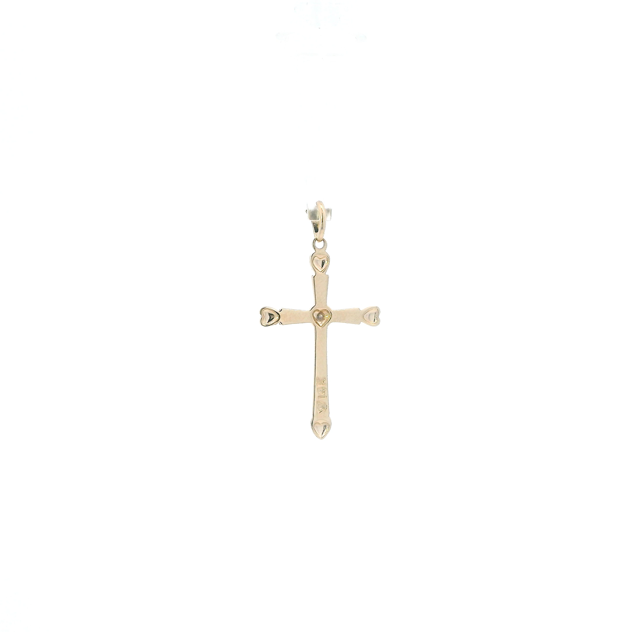 14K Yellow Gold Diamond Cross Pendant - 0.01ct