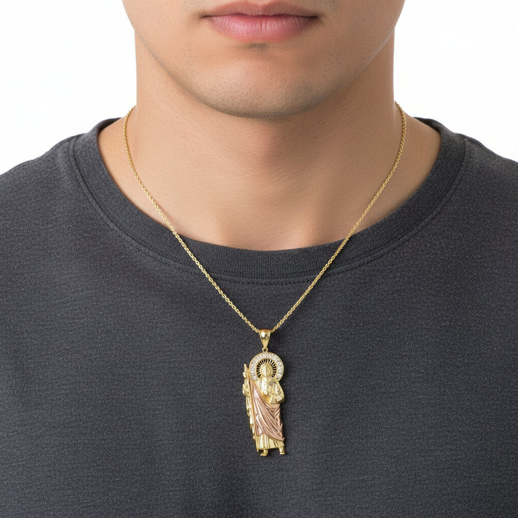 14K Yellow & Rose Gold Religious Standing Figure Pendant