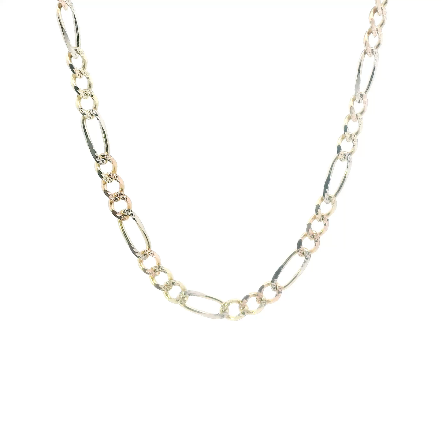 14K Tri Color Gold 18" Figaro Chain