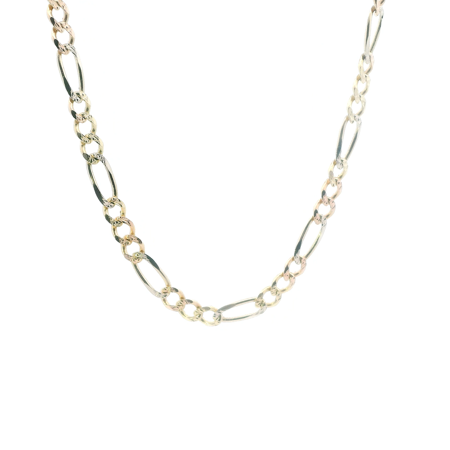 14K Tri Color Gold 18" Figaro Chain