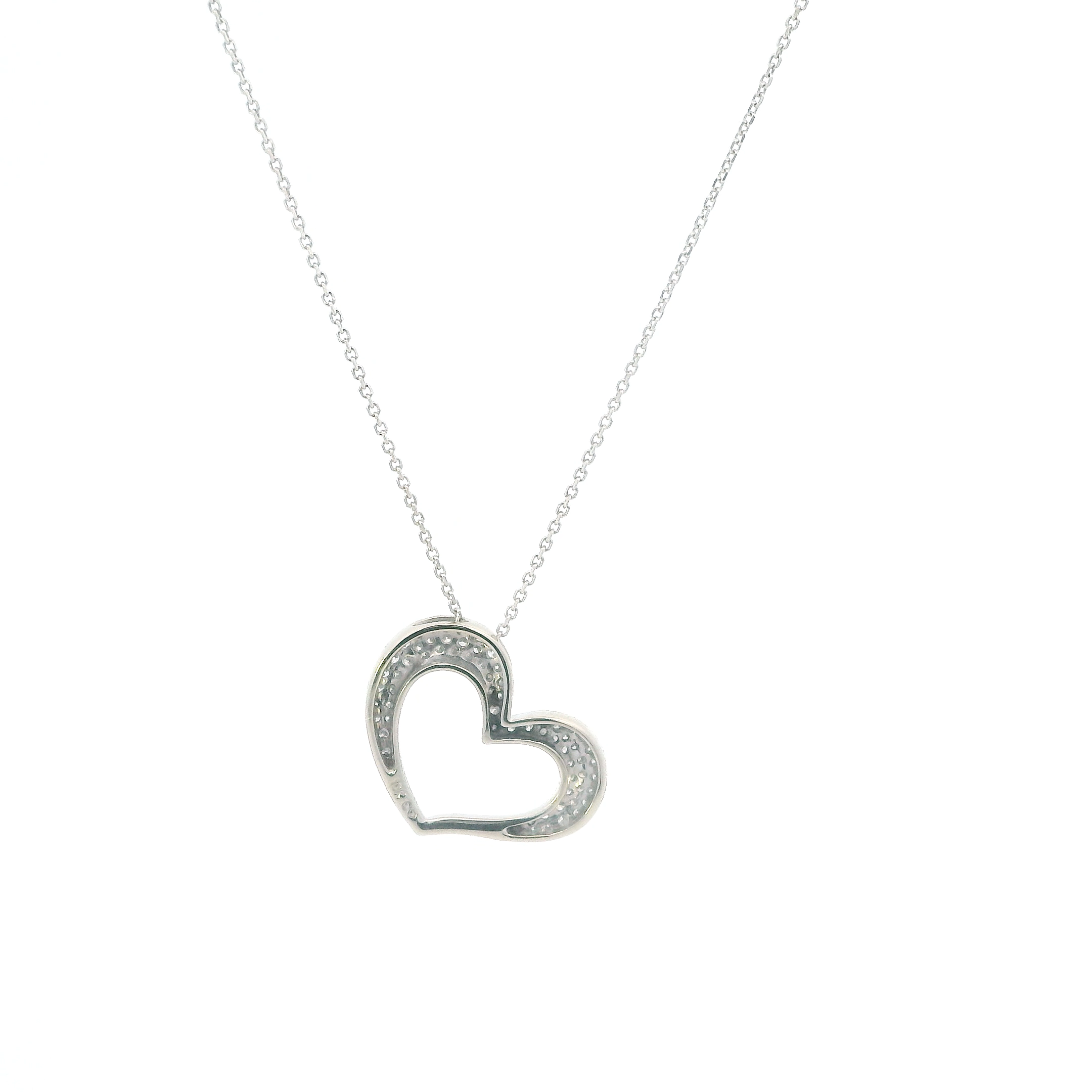 10K White Gold Diamonds Heart Pendant & 18