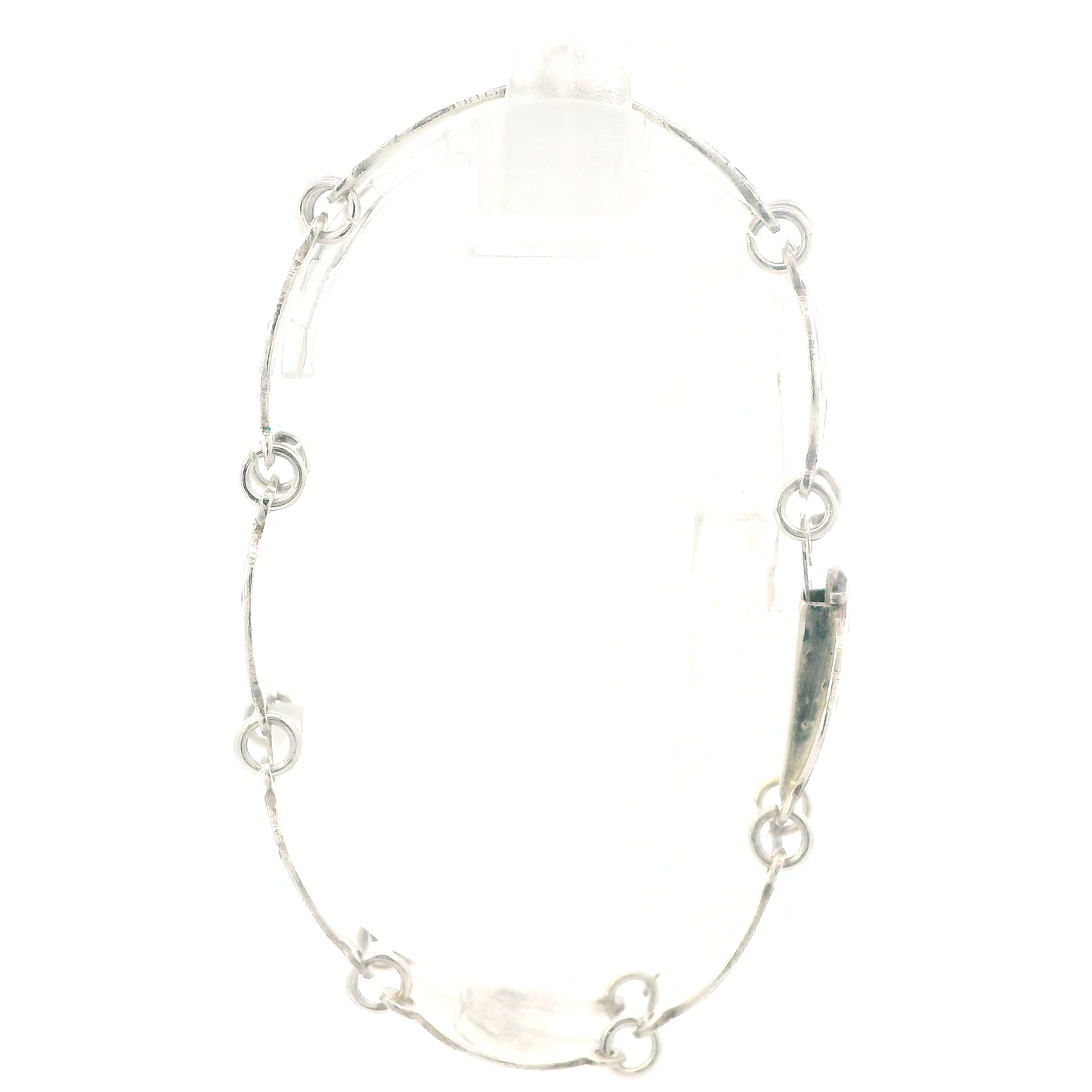 Sterling Silver Blue Enamel Niello Dancer Link Bracelet