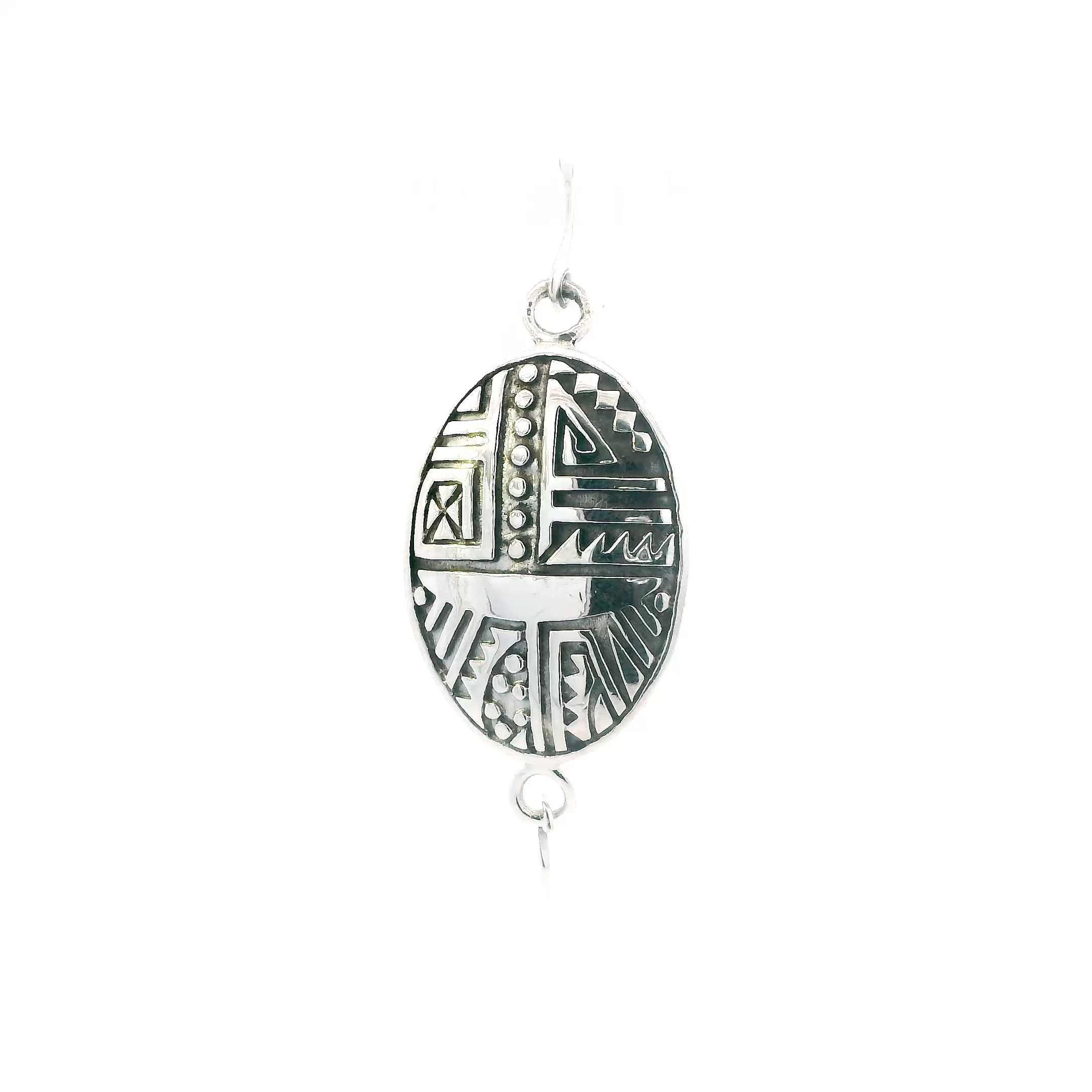 Sterling Silver Bangle W/ Ovel South Western Art Clasp Bracelet