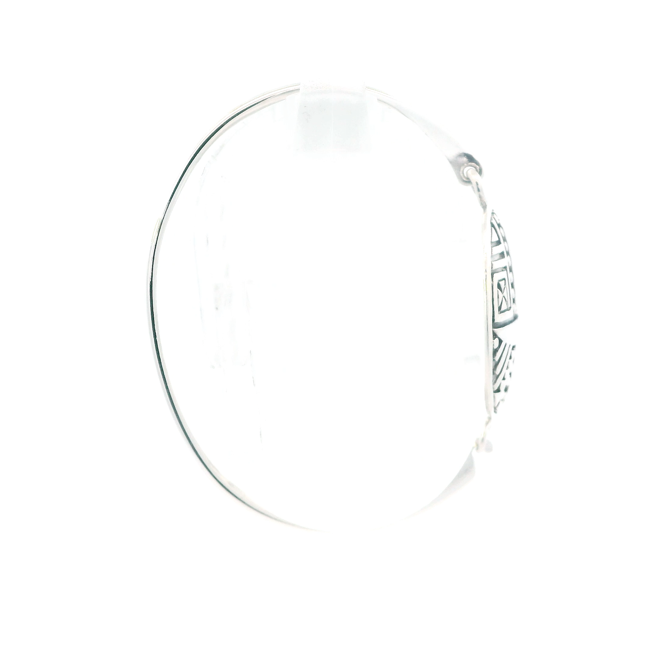 Sterling Silver Bangle W/ Ovel South Western Art Clasp Bracelet