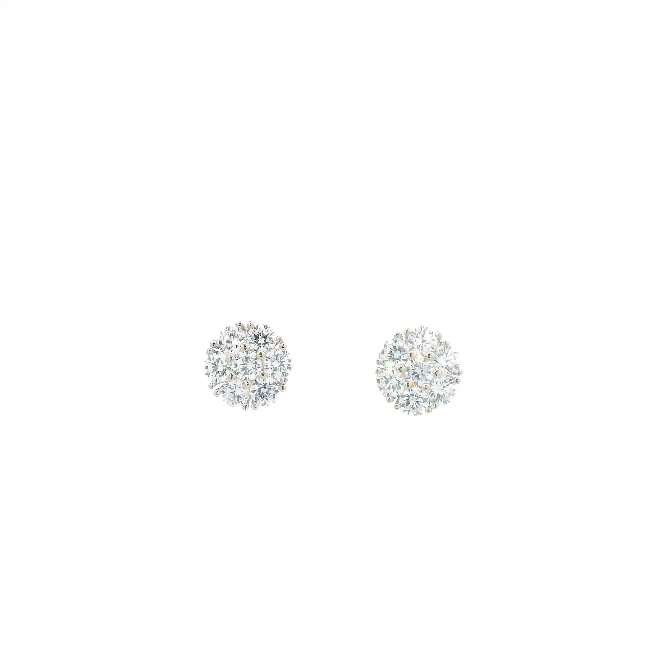 14K White Gold Flower Stud Earrings