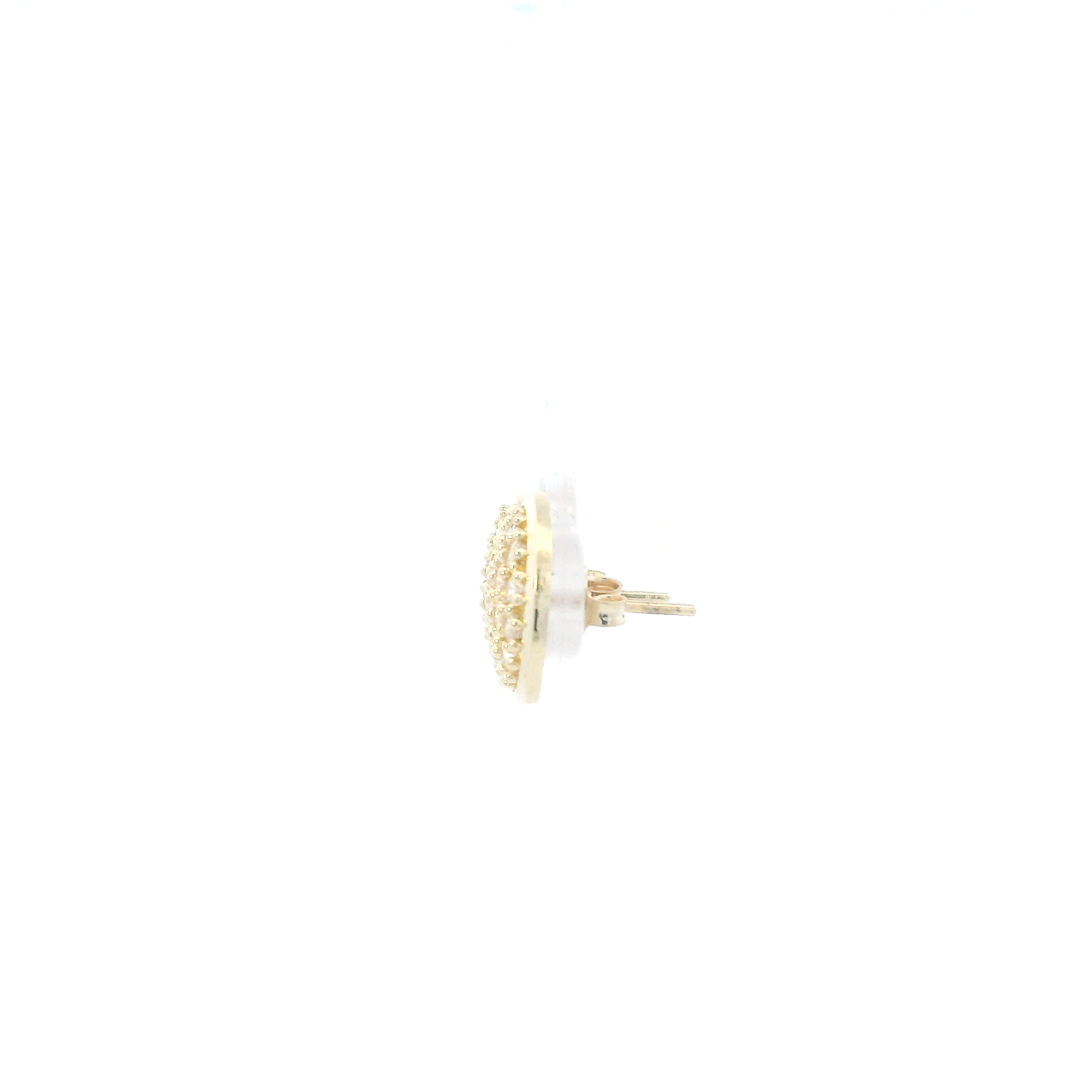 10K Yellow Gold CZ Pave Stud Earrings