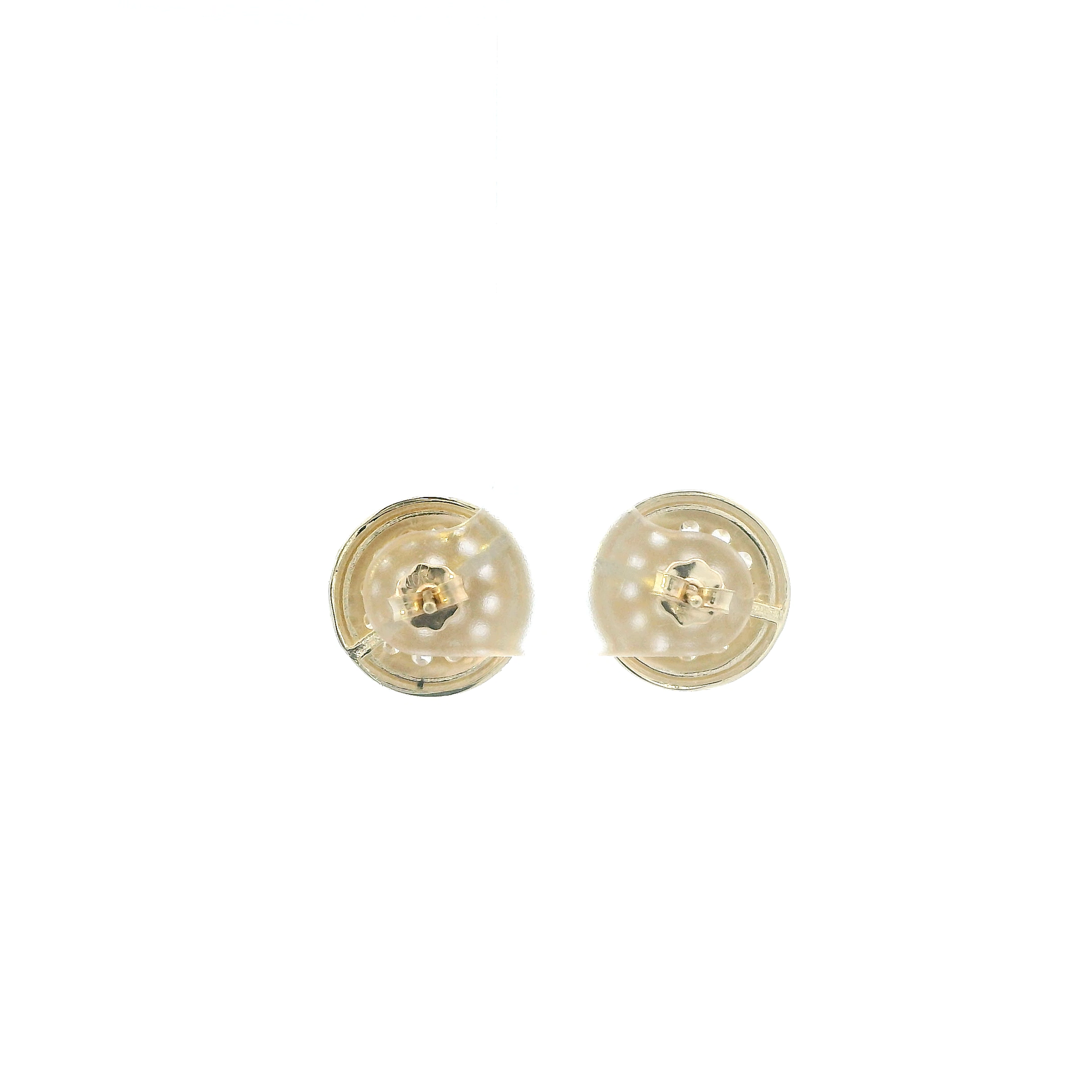 10K Yellow Gold CZ Pave Stud Earrings