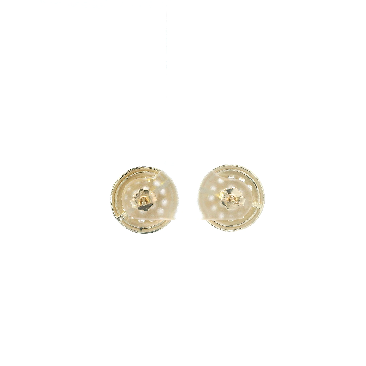10K Yellow Gold CZ Pave Stud Earrings