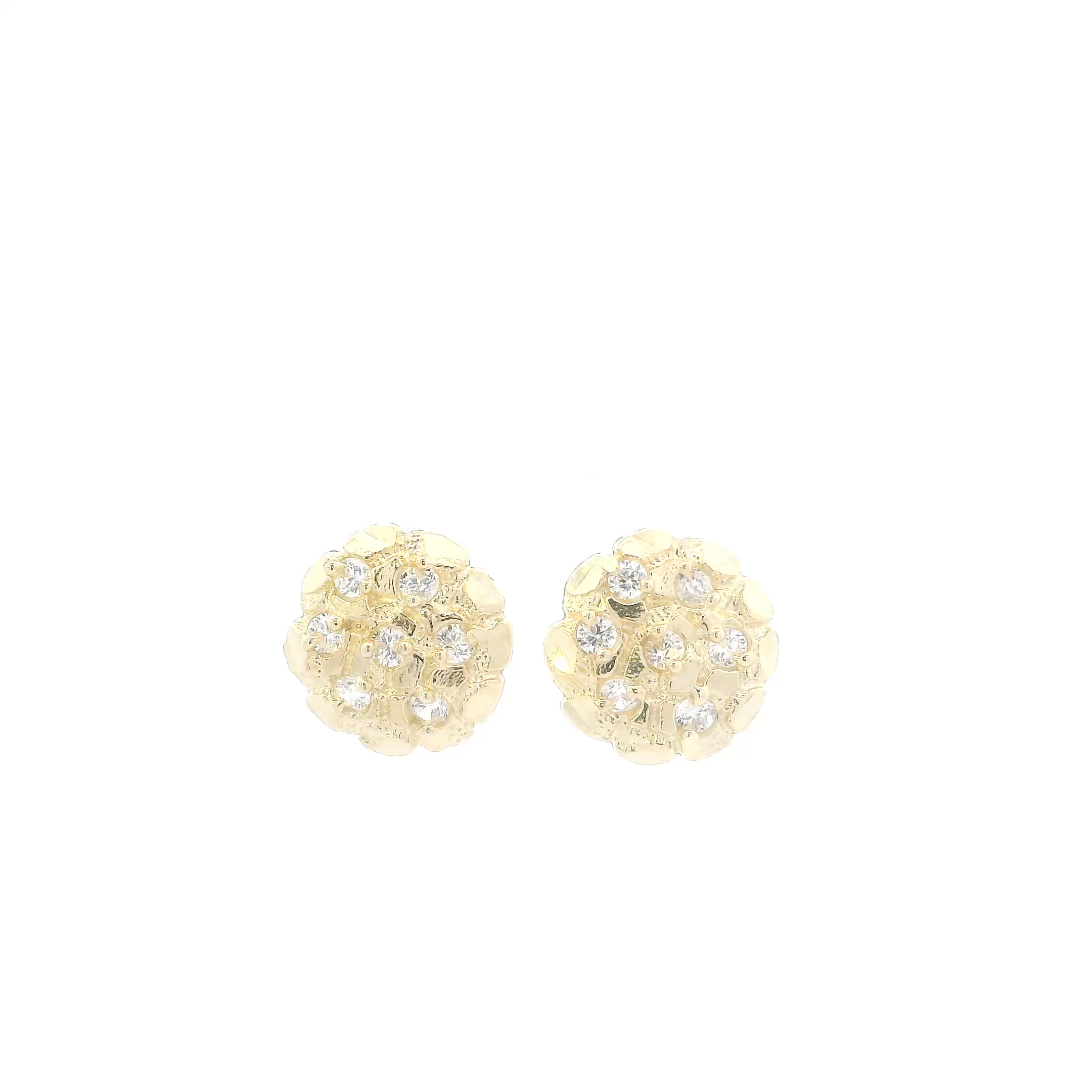 10K Yellow Gold Round Nugget Earrings