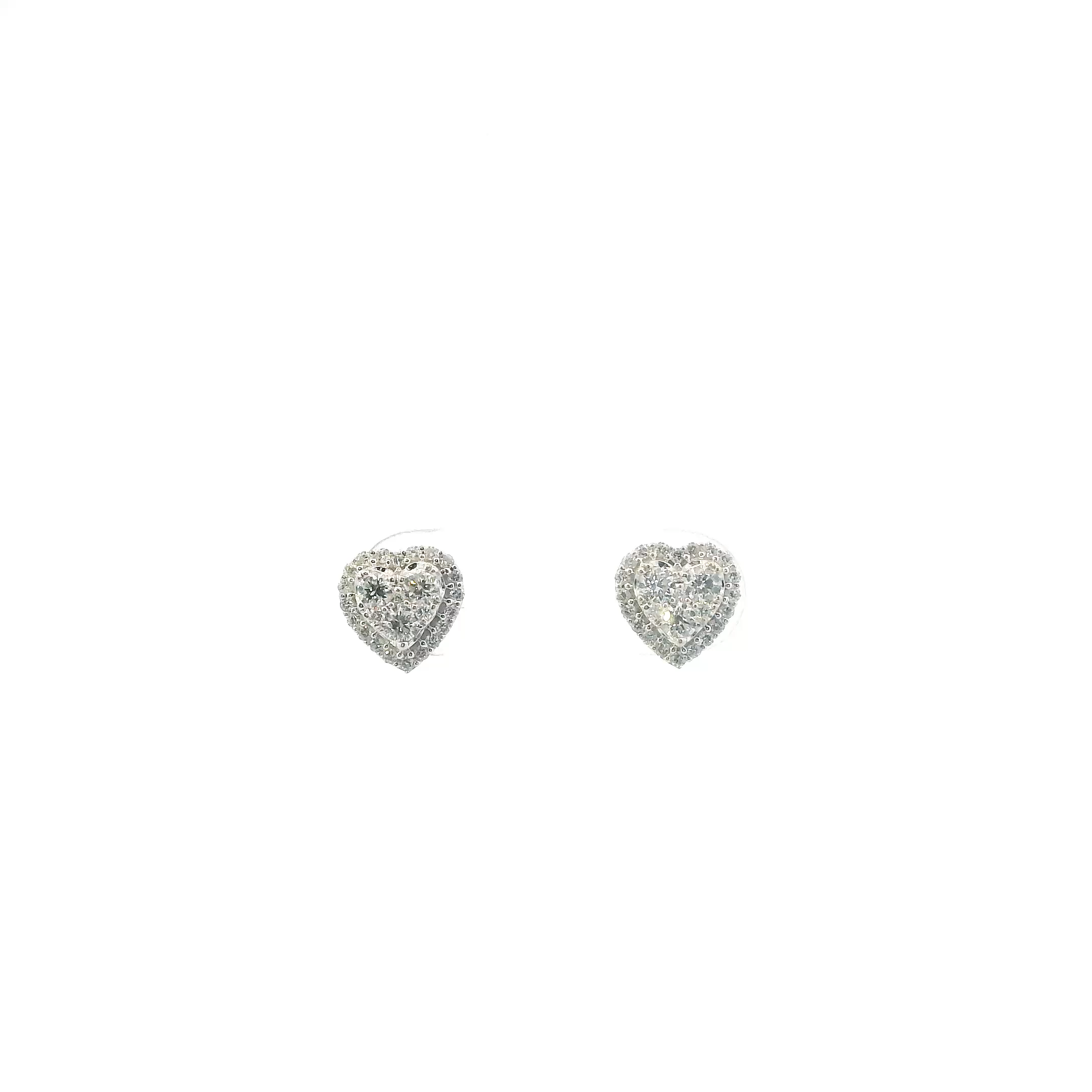 18K White Gold Diamonds Heart Earring - 0.45ct