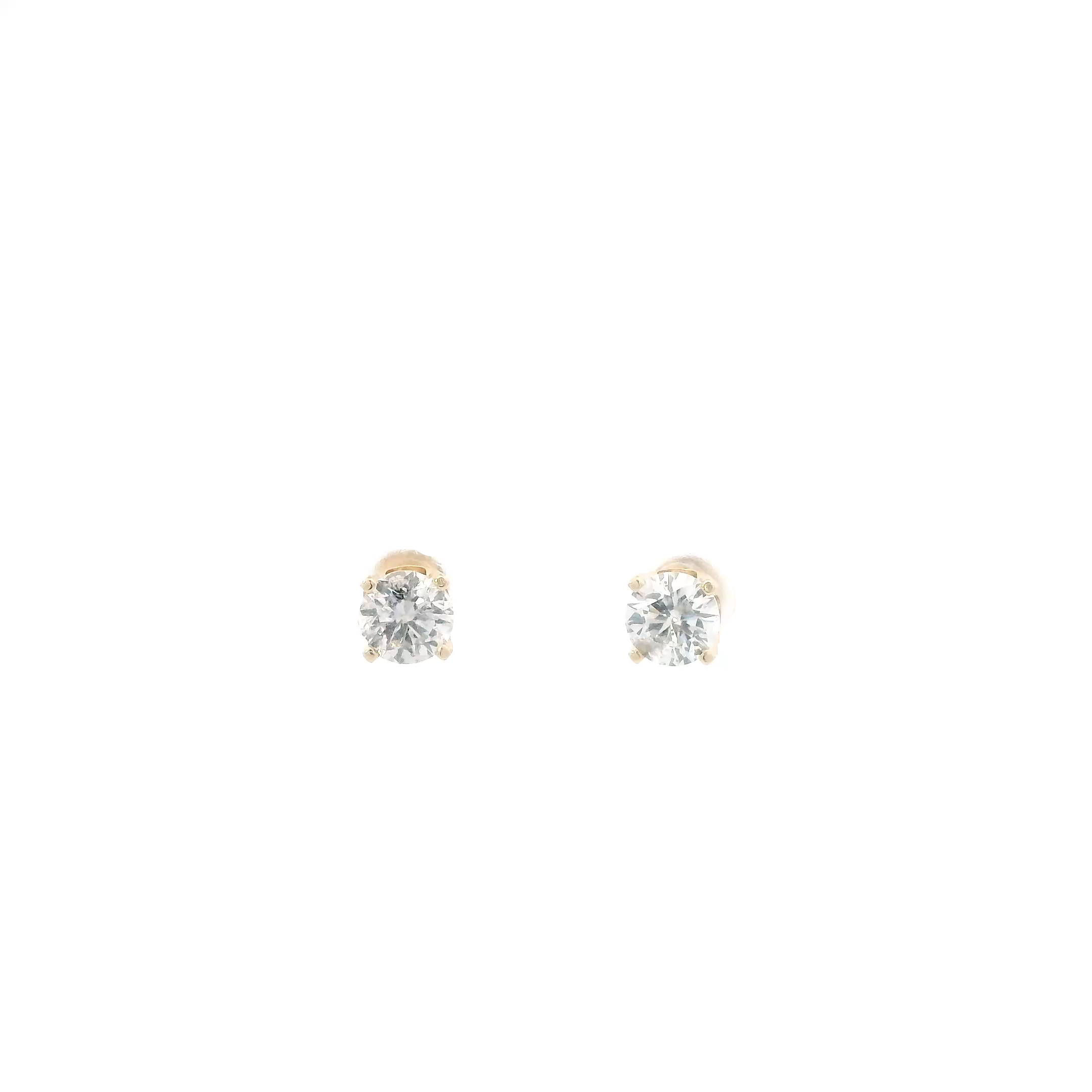 14K Yellow Gold Diamond Solitaire Earrings - 1.50ct