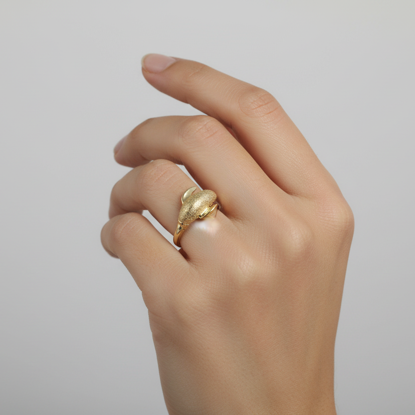 14K Yellow Gold Dolphin Wrap Womens Ring