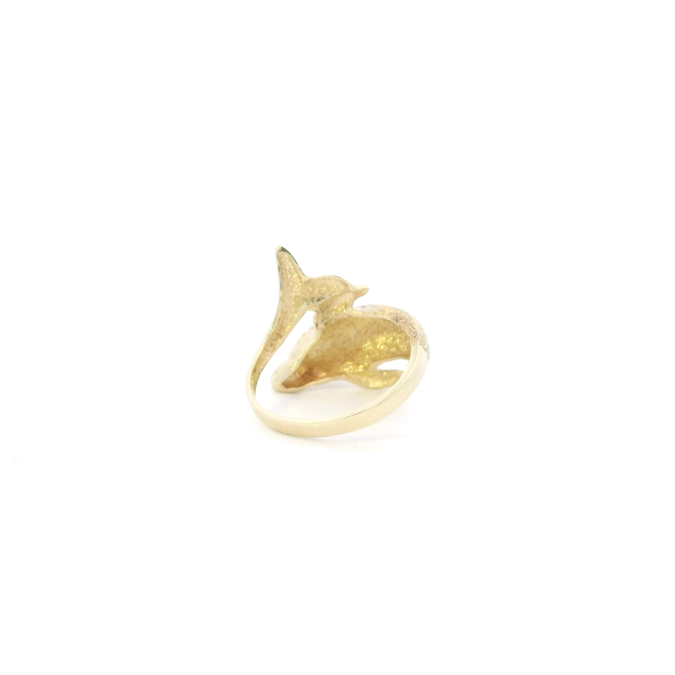 14K Yellow Gold Dolphin Wrap Womens Ring