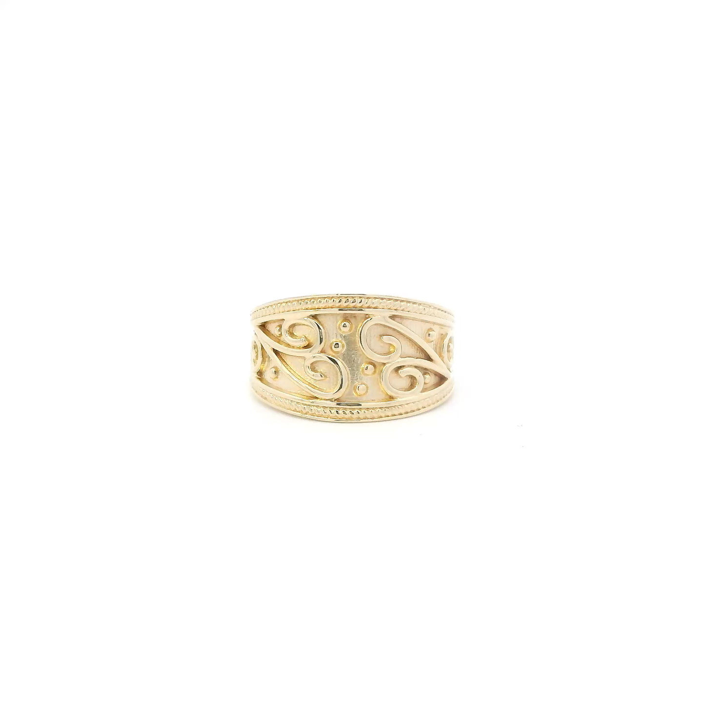 14K Yellow Gold Filigree Band Womens Ring