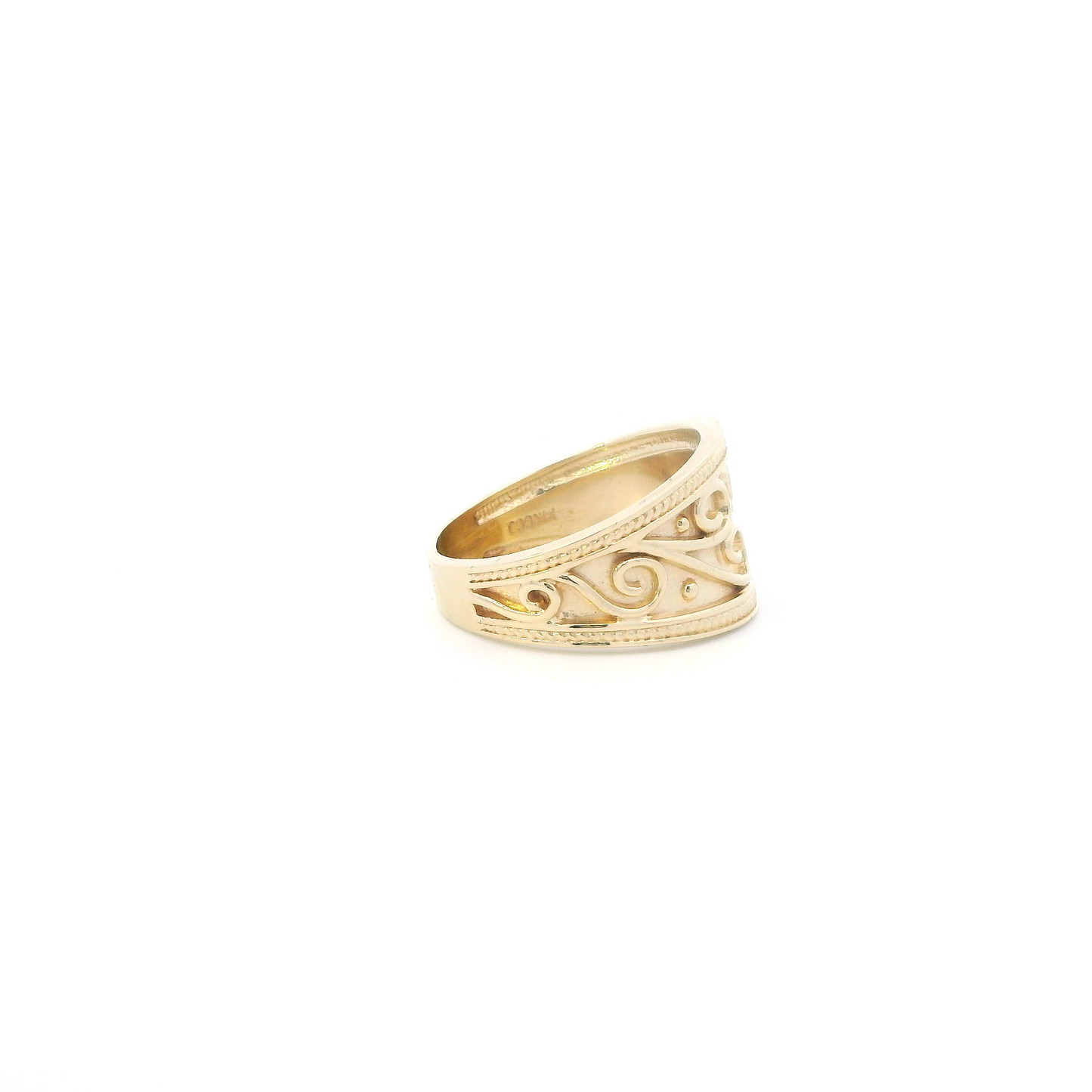 14K Yellow Gold Filigree Band Womens Ring