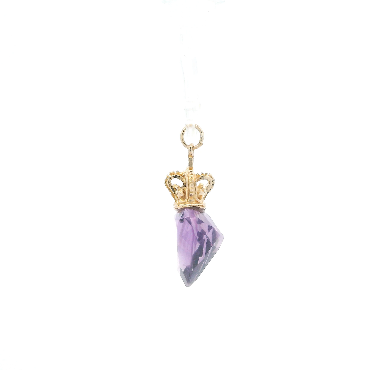 10K Yellow Gold Amethyst Heart & Crown Pendant