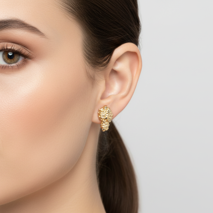 10K Yellow Gold Nugget Stud Earrings