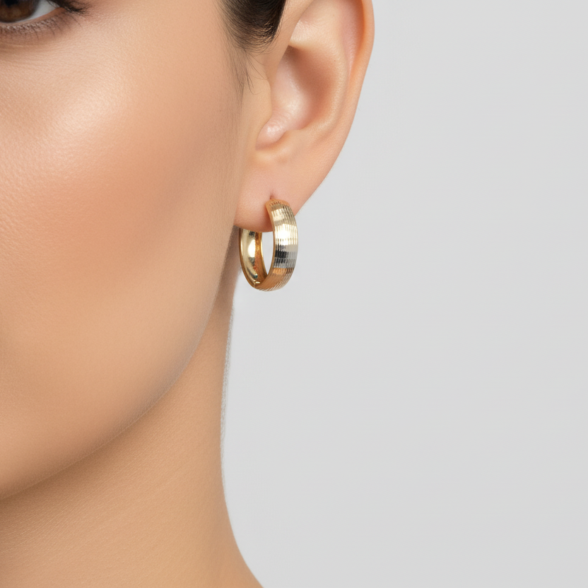 14K White & Yellow Gold Hoop Earrings