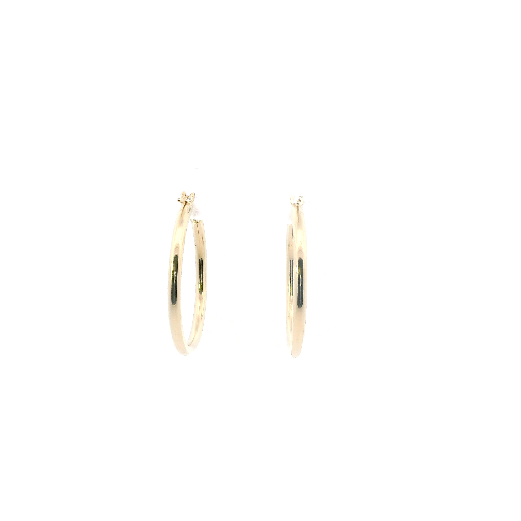 14K Yellow Gold Tube Hoop Earrings